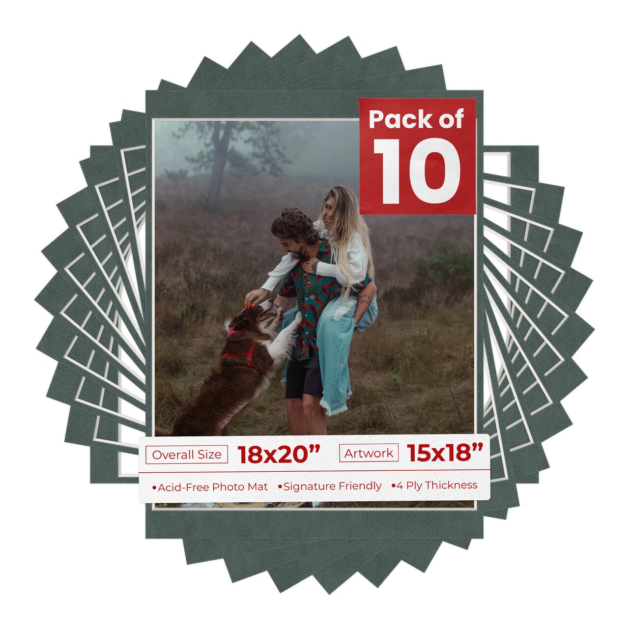 Dark Grey Suede Mat Board for 18x20 Frames - Fits 15x18 Photos
